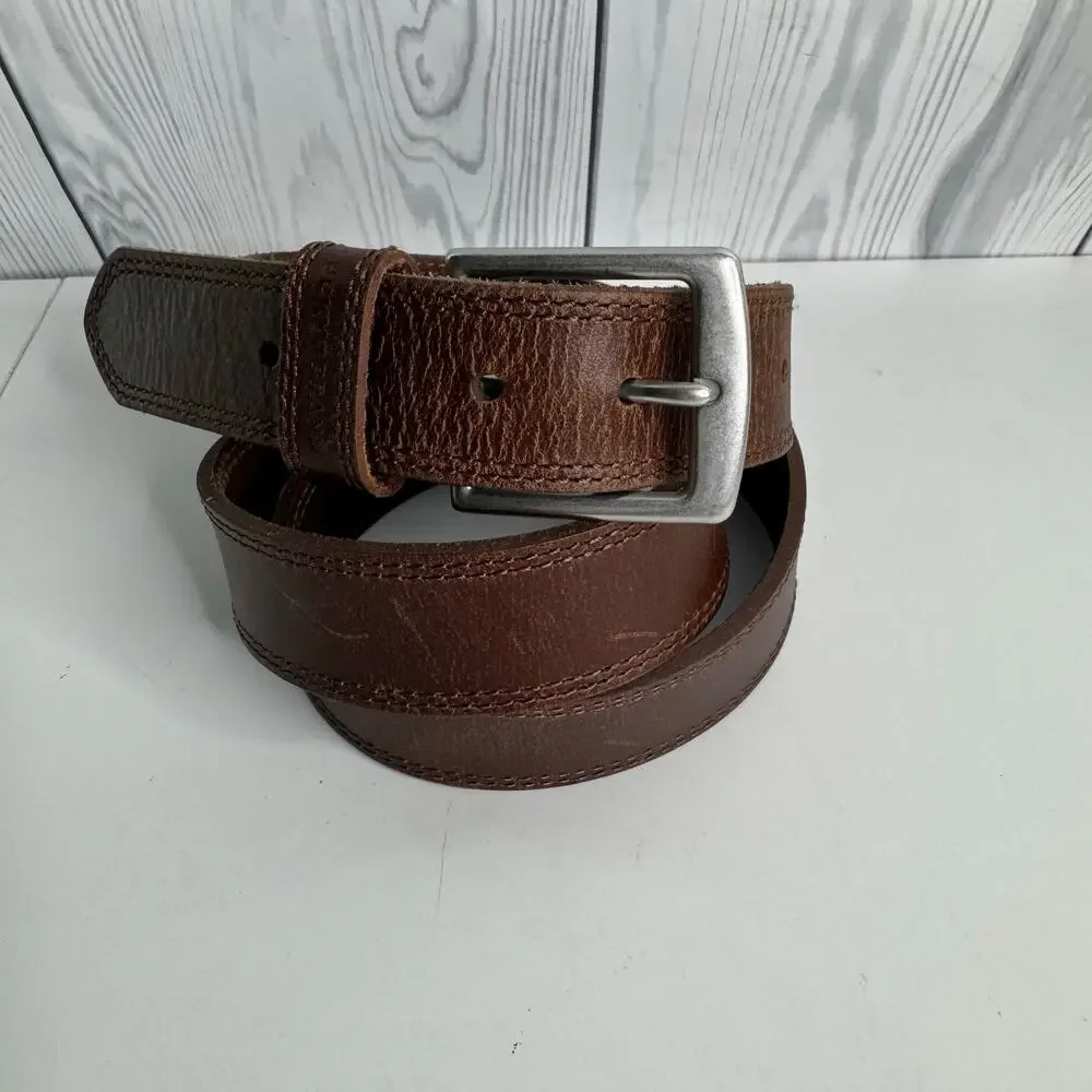 Lucky Brand Brown Wide Genuine Leather Belt Silver Buckle XL